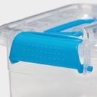 Контейнер для хранения, крышка с ручкой на защёлке, пластик, 1.35 л, 18.5×13×9.7 см, прозрачный, голубой - Фото 3