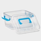 Контейнер для хранения, крышка с ручкой на защёлке, пластик, 1.35 л, 18.5×13×9.7 см, прозрачный, голубой - Фото 4