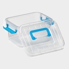 Контейнер для хранения, крышка с ручкой на защёлке, пластик, 1.35 л, 18.5×13×9.7 см, прозрачный, голубой - Фото 5