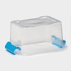 Контейнер для хранения, крышка с ручкой на защёлке, пластик, 1.35 л, 18.5×13×9.7 см, прозрачный, голубой - Фото 6