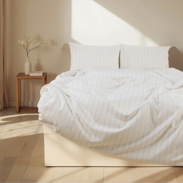 Постельное бельё SL Home Cotton lace евро 200*220см, 240*225 см, 50*70-2шт, цв.молочный,100% хлопок - Фото 1