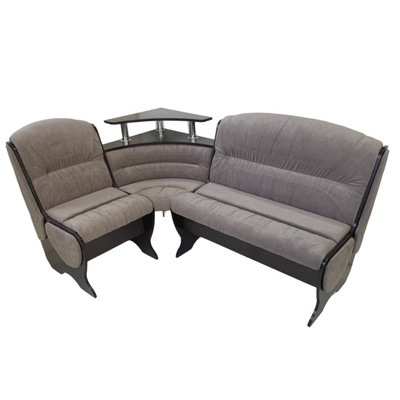 Кухонный уголок «КУ-8П», с ящиком, без стола, 1740×1230×940 мм, велюр, цвет венге/ бежевый