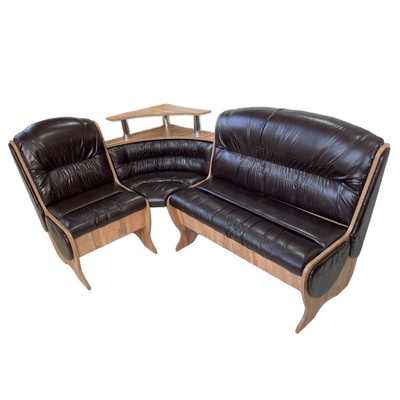 Кухонный уголок «КУ-8П», с ящиком, без стола, 1740×1230×940 мм, экокожа, цвет дуб вотан/тёмно - коричневый