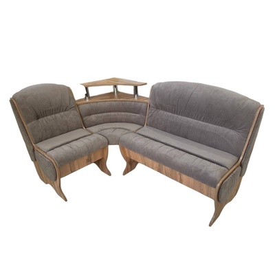 Кухонный уголок «КУ-8П», с ящиком, без стола, 1740×1230×940 мм, велюр, цвет дуб вотан/бежевый