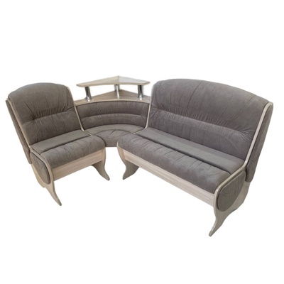 Кухонный уголок «КУ-8П», с ящиком, без стола, 1740×1230×940 мм, велюр, цвет ясень шимо светлый/бежевый