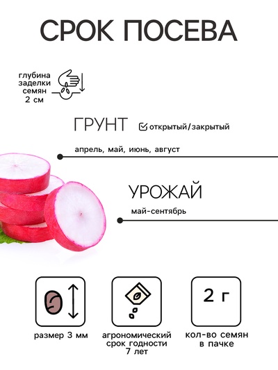 Семена Редис "Кримсон гиант глоб", ц/п, 2 г