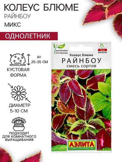 Семена цветов Колеус блюме "Райнбоу" смесь сортов, ц/п, 0,05 г