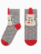 Носки женские махровые "Новогодние",, цвет МИКС, р-р 36-40 - фото 31459318