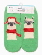 Носки женские махровые "Ламы"  Нжмп2201-02-03, цвет зеленый, р-р 36-40 - фото 31459329