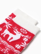 Носки женские "Олени и снежинки", цвет красный, р-р 36-40 - фото 31459393