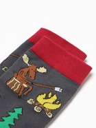 Носки мужские "Олени и медведи в лесу", цвет т-серый, р-р 39-44 - фото 31459411