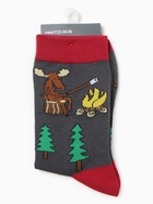 Носки мужские "Олени и медведи в лесу", цвет т-серый, р-р 39-44 - фото 31459412