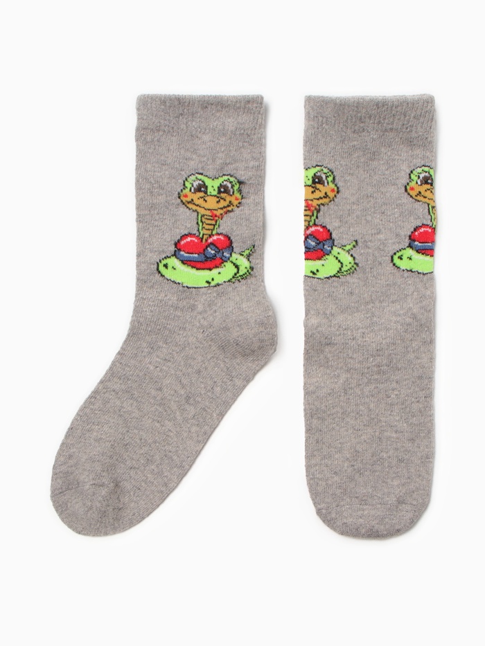 Носки женские «Змейка с сердцем», серые, р-р 36-40 - Фото 1