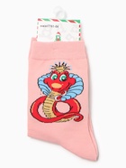 Носки женские "Змейка-принцесса", цвет розовый, р-р 36-40 - фото 31459489