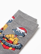 Носки женские "Змей с подарком", цвет серый, р-р 36-40 - фото 31459500