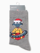 Носки женские "Змей с подарком", цвет серый, р-р 36-40 - фото 31459501