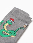 Носки женские "Змей с бокалом", цвет темно-серый, р-р 36-40 - фото 31459503