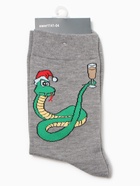 Носки женские "Змей с бокалом", цвет темно-серый, р-р 36-40 - фото 31459504