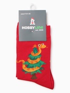 Носки женские "Змей на елке", цвет красный, р-р 36-40 - фото 31459507