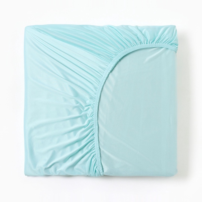 Простыня на резинке евро «Мерцана», 200×200+25 см, мятная, тенсель - Фото 1