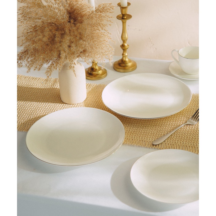 Тарелки SL Home «Каскарон», d=27 см, набор 2 шт., костяной фарфор, белые - фото 114052370