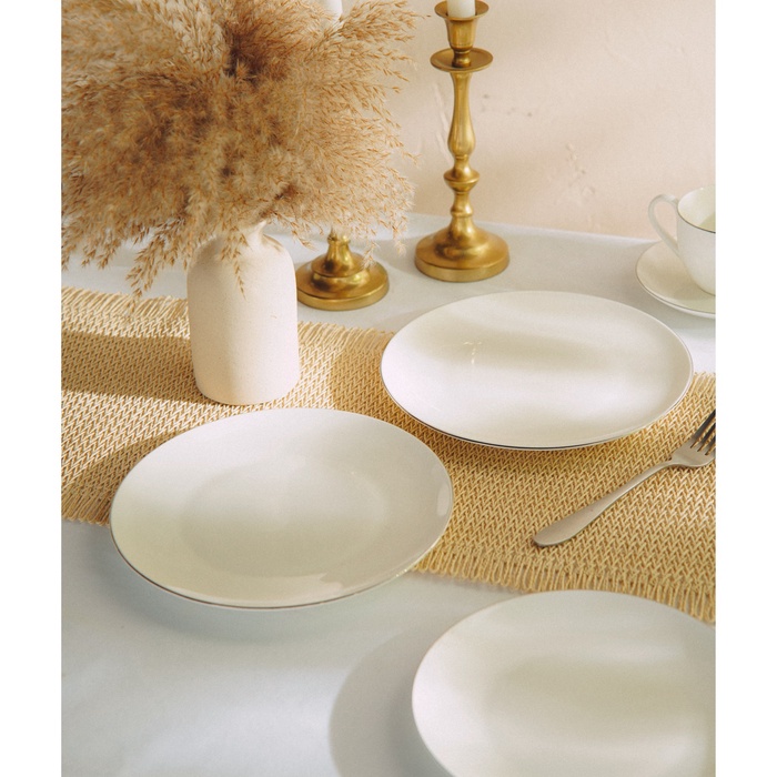 Тарелки SL Home «Каскарон», d=23.3 см, набор 2 шт., костяной фарфор, белые - фото 114052145