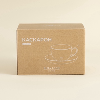 Чайные пары SL Home «Каскарон», 240 мл, набор 2 шт., костяной фарфор, белые