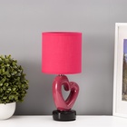 Настольная лампа с абажуром RISALUX «Сердце», Е14, 40 Вт, красный, фигурное основание, 13×13×29 см - Фото 3