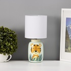 Настольная лампа с абажуром RISALUX «Тигрик» детская, Е14, 40 Вт, зелёный, 13×13×27 см - Фото 3