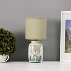 Настольная лампа с абажуром RISALUX «Мишка» детская, Е14, 40 Вт, зелёный, 13×13×27 см - Фото 3