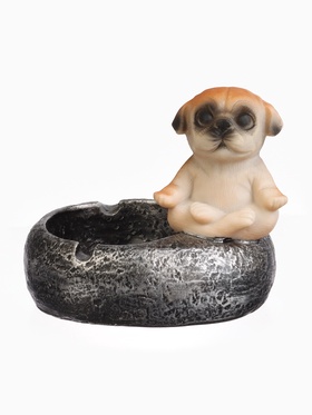 Пепельница для дома «Мопс - йог», для сигарет и стиков, 12×8.5×9.5 см