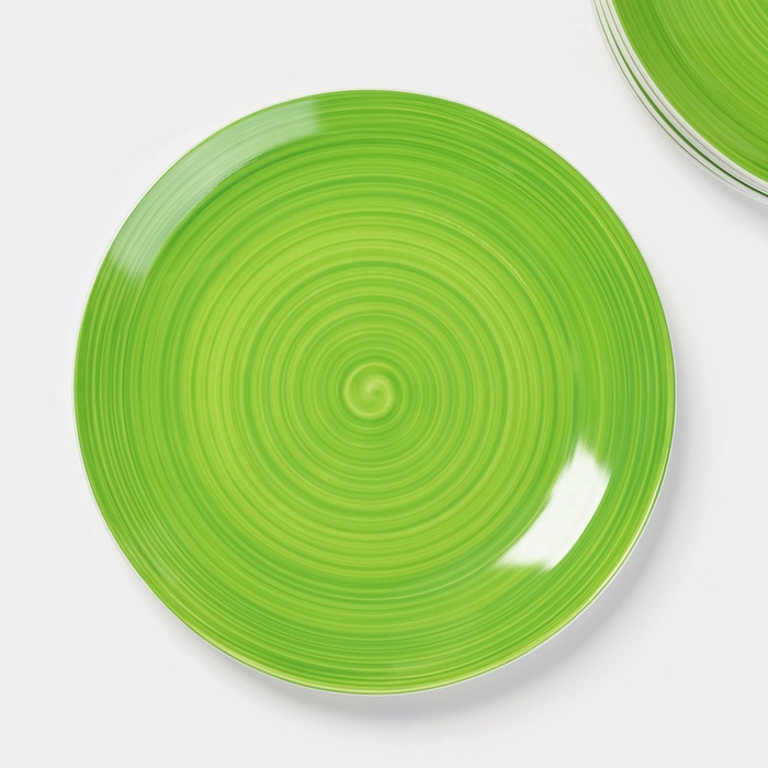 Тарелки глубокие Доляна «Палитра», d=26.5 см, набор 6 шт., фарфор, зелёные - фото 114052334