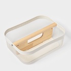 Корзинка универсальная LaDо́m «Половинки», прямоугольная, с ручкой, 32.5×24.5×11.5 см, белая - Фото 5