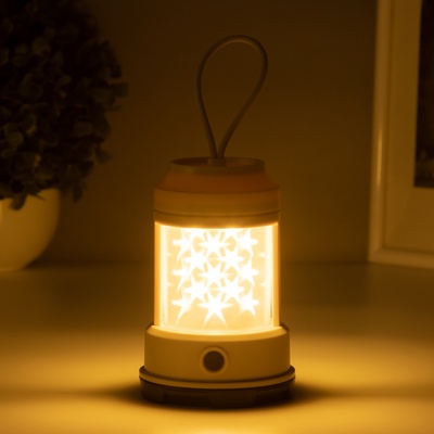 Светильник настольный «Звездное небо», 2 Вт, LED, 3хАА, бежевый, 8×8×13 см