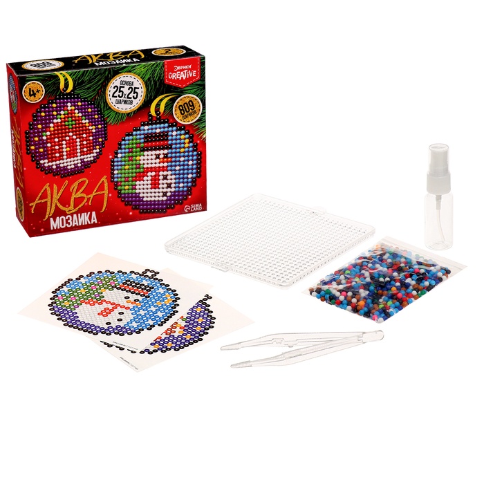 УЦЕНКА Аквамозаика «Шары с домиком и снеговичком», 2 фигурки, 809 шариков - Фото 1