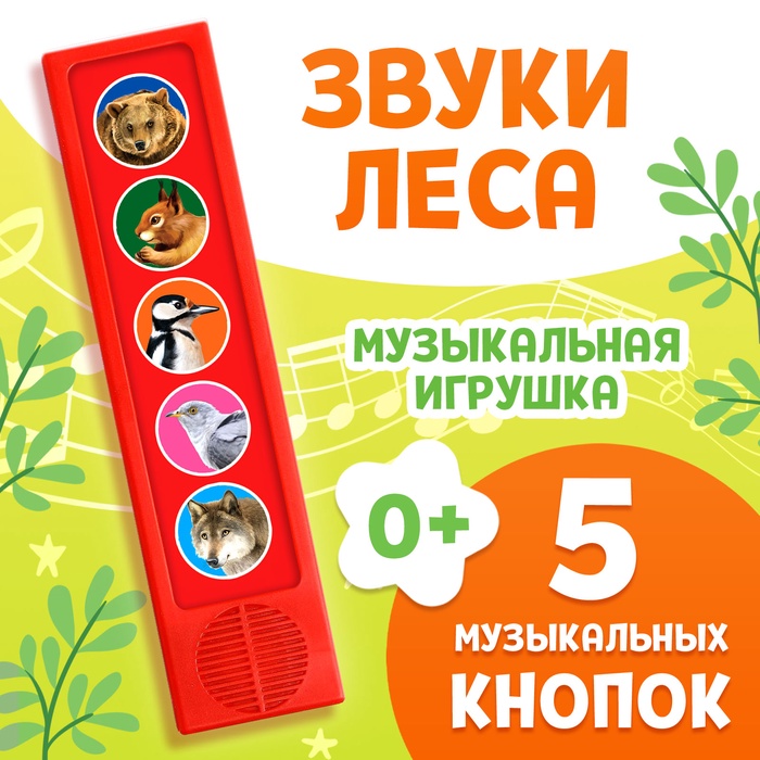 Музыкальная развивающая игрушка «Звуки леса», 5 кнопок - Фото 1
