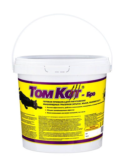 Тесто-брикеты от грызунов «ТомТокс», в таблетках, ведро, классические, 1 кг, «ТОМ КОТ-Бро»