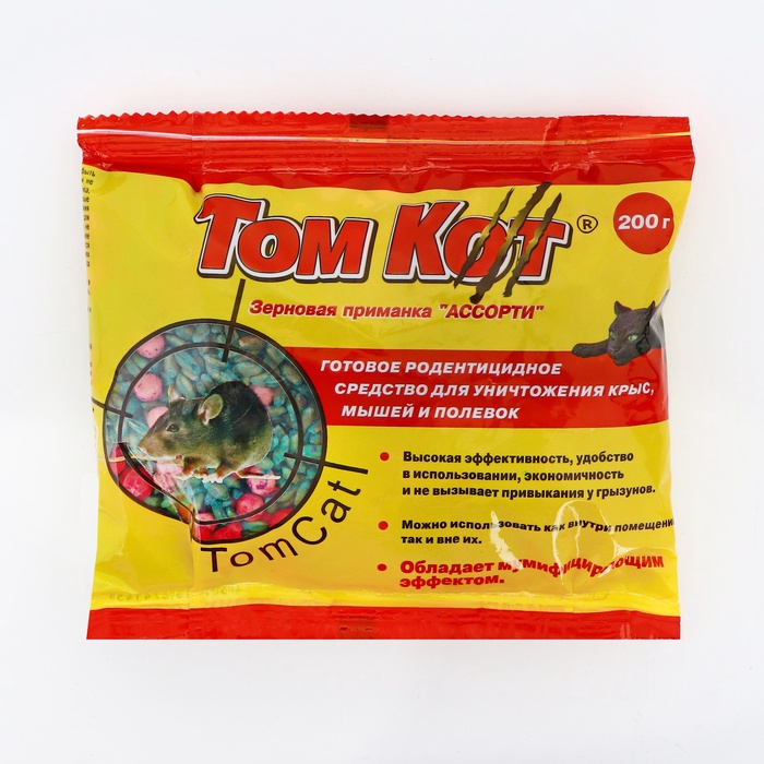 Зерновая приманка от грызунов "ТОМ КОТ", ассорти 200г - Фото 1