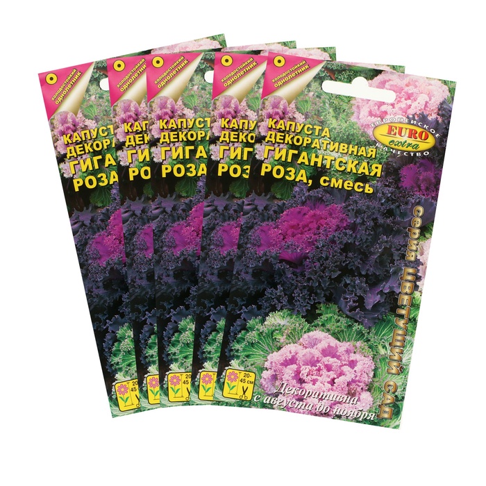 Семена цветов Капуста декоративная "Гигантская роза", смесь,набор 5 шт - Фото 1