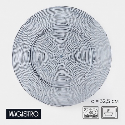 Тарелка подстановочная Magistro «Рифл», d=32.5 см, стекло, серая