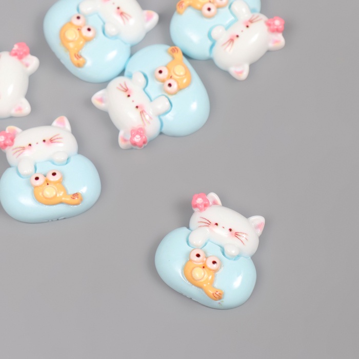 Декор для творчества пластик «Котик в аквариуме», набор 6 шт., 2×2×1 см