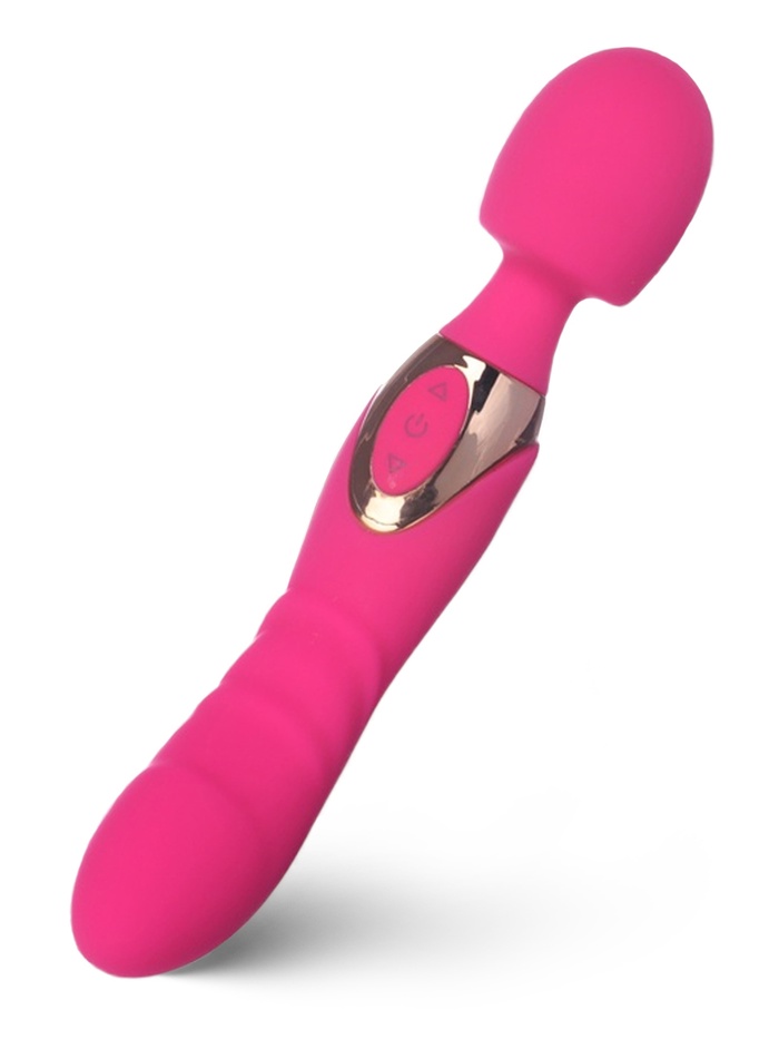 Вибратор двусторонний, 14 режимов, 22×4 см, софт-силикон, розовый - Фото 1