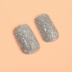 Накладные ногти «Сияние», 12 шт, с блёстками, с клеевыми пластинами, форма мягкий квадрат, серебристые (комплект 2 шт) - фото 28811710