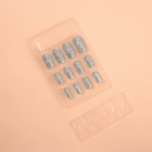 Накладные ногти «Сияние», 12 шт, с блёстками, с клеевыми пластинами, форма мягкий квадрат, серебристые (комплект 2 шт) - фото 28811711