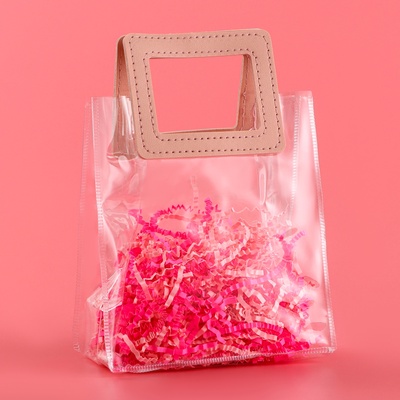 Пакет подарочный из ПВХ, розовый, 17×15×8 см