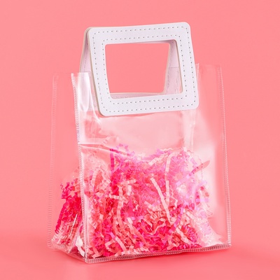 Пакет подарочный из ПВХ, белый, 17×15×8 см