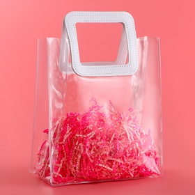 Пакет подарочный из ПВХ, белый, 26.5×23×12 см