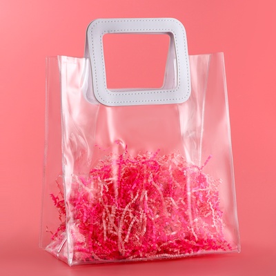 Пакет подарочный из ПВХ, белый, 25×28×15 см