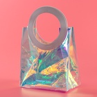 Пакет подарочный из ПВХ, белый, иридисцентный, 20×18×10 см 10648609