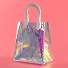 Пакет подарочный из ПВХ, белый, иридисцентный, 20×18×10 см - фото 60853802